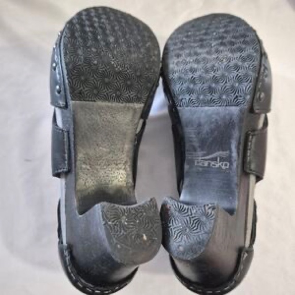 Women’s Black Studded Leather Clog Heels - Picture 5 of 6